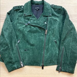 Rebel Wilson X Angels Forest Green Suede Moto Jacket